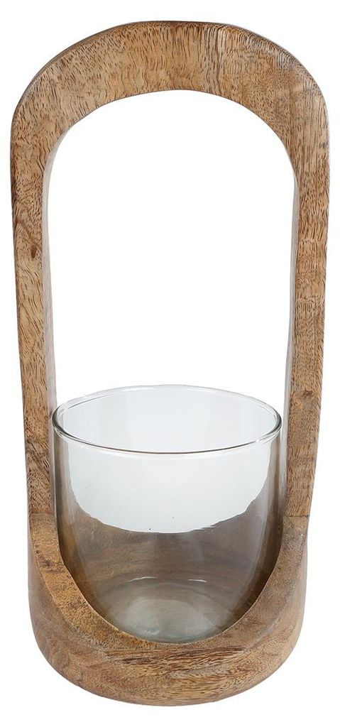 Van Manen Teelichthalter Glas Dekoration Natur Mango 27cm
