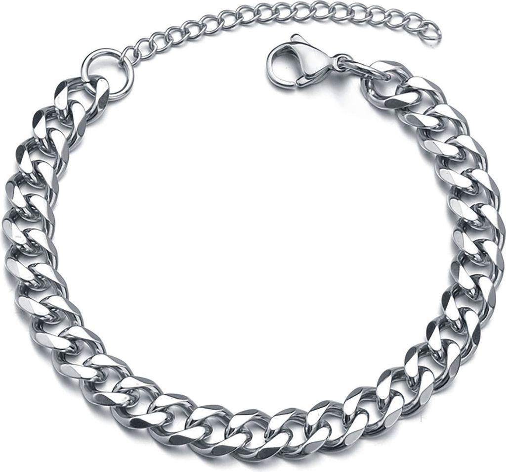 Herren-Armband, Kette, vergoldet, Edelstahl, Hip-Hop, geometrisch, kubanisches Gliederarmband, Modeschmuck-Silber