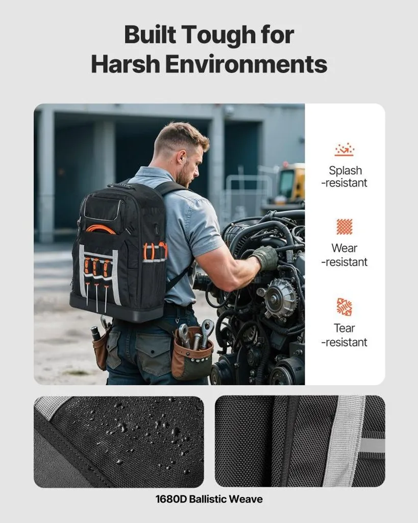 Sacoche à outils Backpack grand volume imperméable avec base rigide