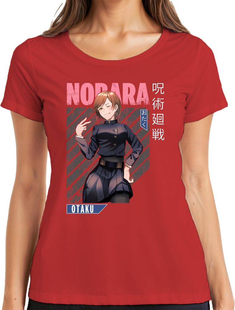Nobara Jujutsu Kaisen Anime Ästhetik Otaku Geschenk Manga Vintage Damen T-Shirt, Rot, XXL