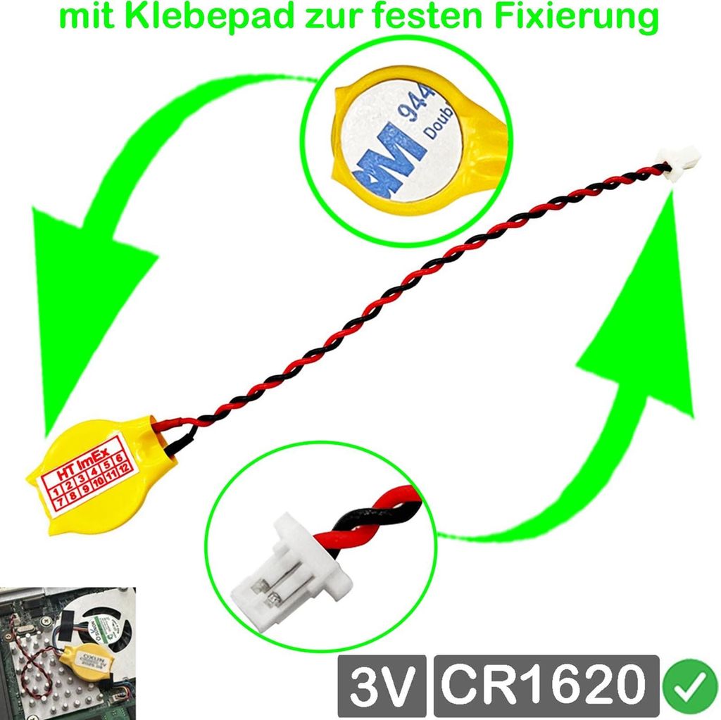CR1620 RTC Bios CMOS Batterie Battery kompatibel für HP EliteBook 845 G7