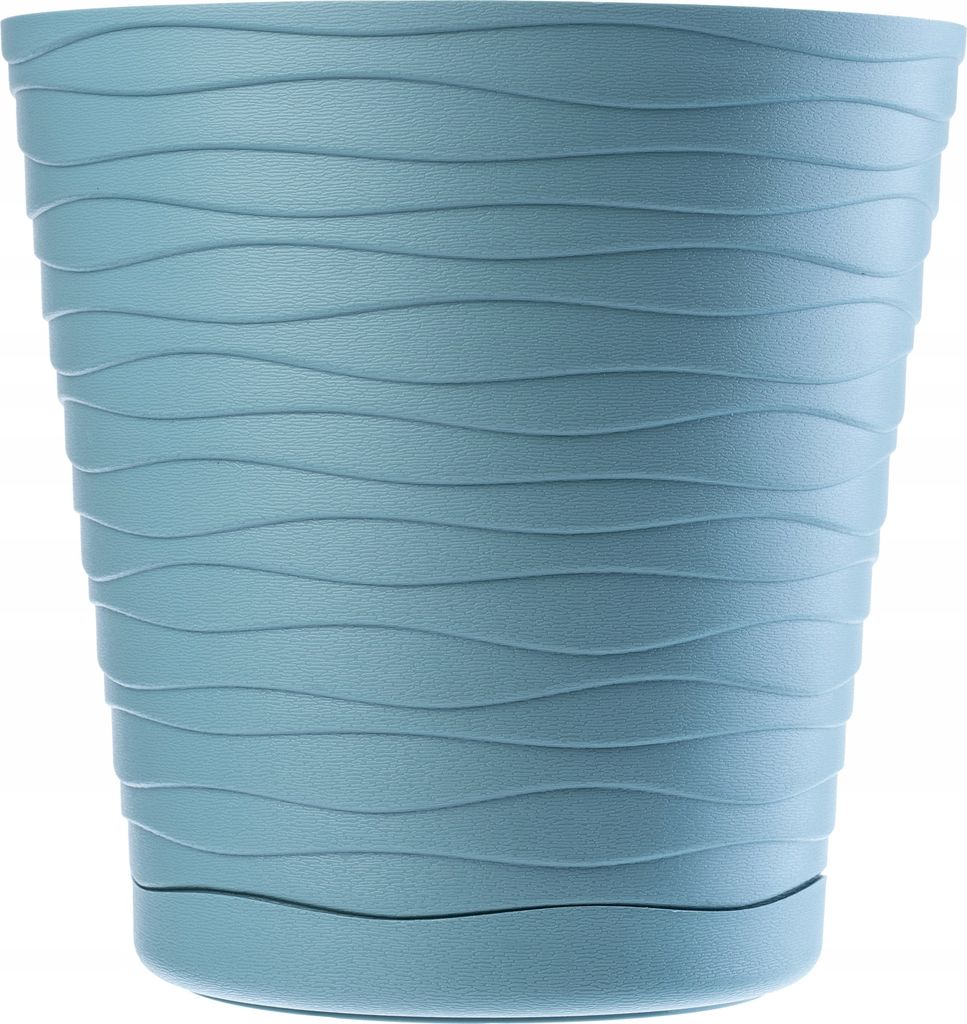 KADAX Blumentopf mit Untersetzer "Greve", Blumenkübel, Pflanztopf aus Kunststoff, Übertopf, rund, 25 cm, Minze