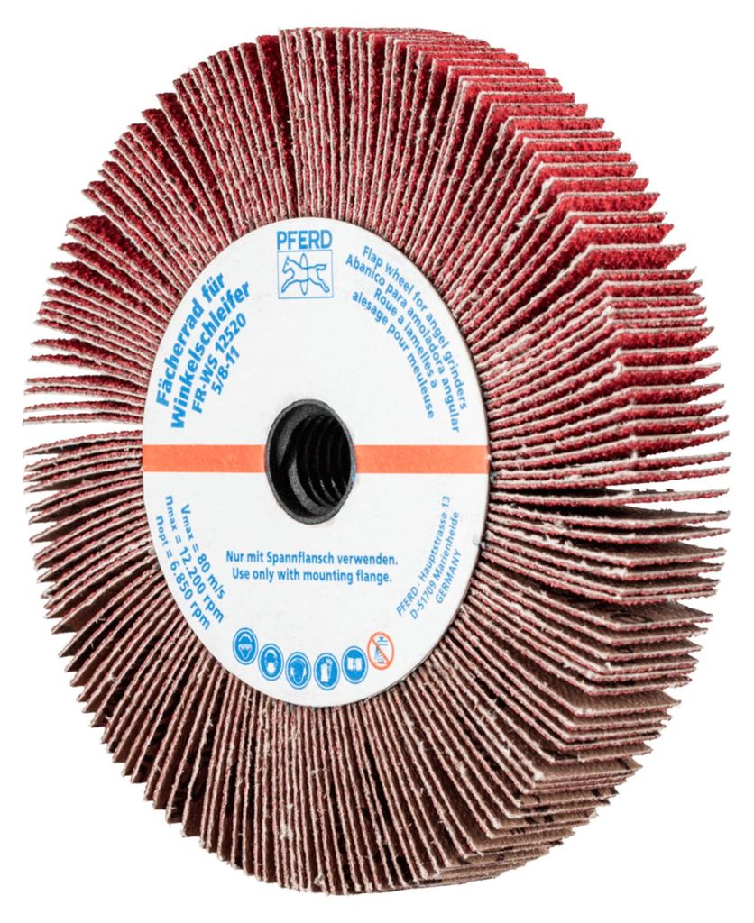 PFERD TOOLS Lamellenschleifrad für Winkelschleifer FR WS Ø 125x20mm 5/8-11 CO-COOL60 für Edelstahl 2 Stk