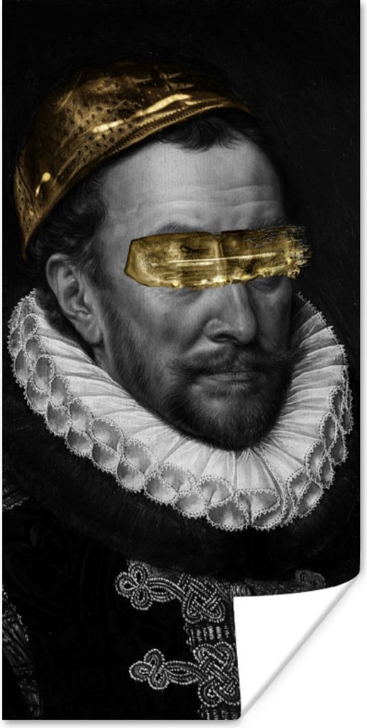 MuchoWow Poster Malerei - Schwarz und Gold - Alte Meister 75x150 cm - Dekoration für die Wände