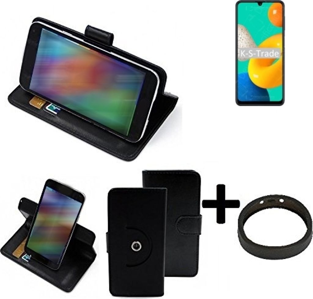 K-S-Trade Case Schutz Hülle kompatibel mit Samsung Galaxy M32 + Bumper Handy Hülle Flipcase Smartphone Cover Handy Schutz Tasche Walletcase schwarz