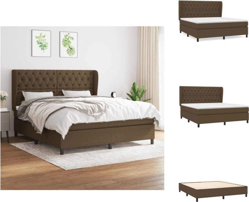 vidaXL Boxspringbett mit Matratze Dunkelbraun 160x200 cm Stoff - Betten & Bettgestelle