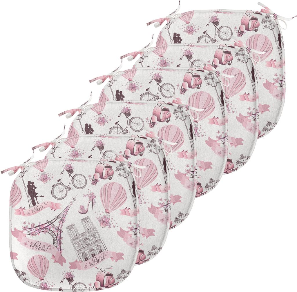 ABAKUHAUS Paris Polster für Esszimmerstühle, Kissing Couple Valentines, Dekoratives wasserfestes Kissen mit Riemen für Küchensitze, 40 cm x 40 ...