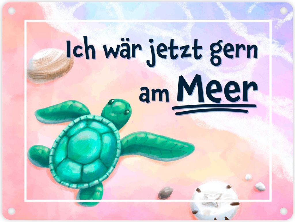 Ich wär jetzt gern am Meer Metallschild in 15x20 cm mit Produktbild 