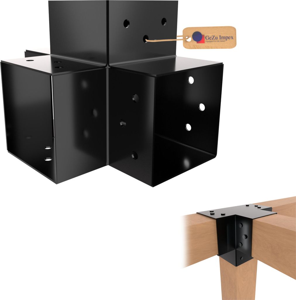 GeZu Impex Pfostenecke 4 Balken 81 x 81 mm Schwarz Produktbild 