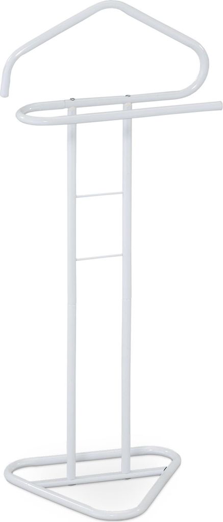 A white metal valet stand.