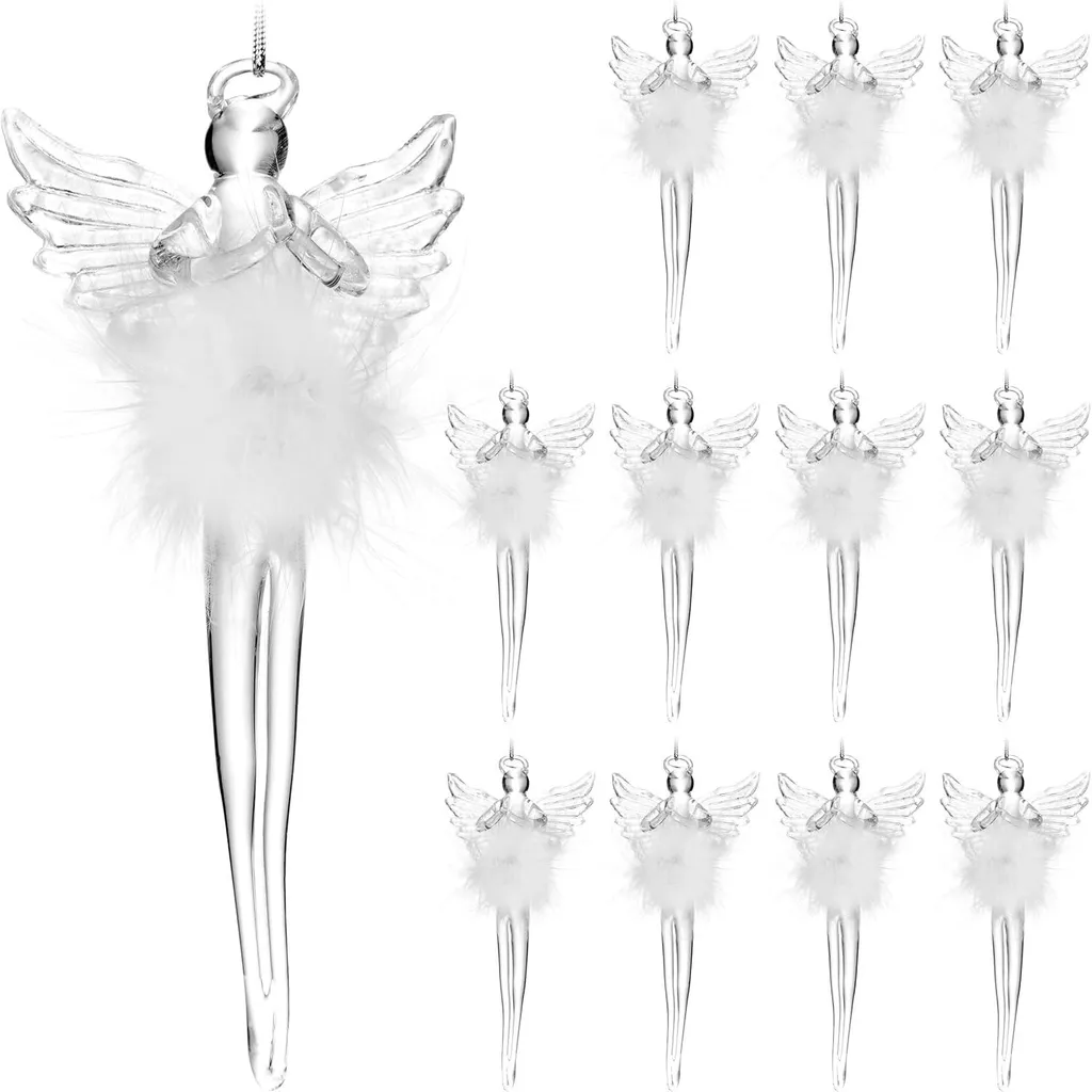 BRUBAKER Set de 12 Anges Gardiens en Verre Transparent pour Sapin Noël