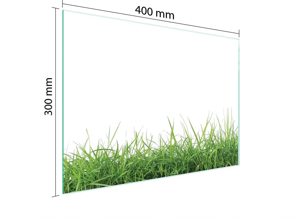 Schneidebrett Herdabdeckplatte Multiglasschneidplatte 40x30 cm Weiß Gras