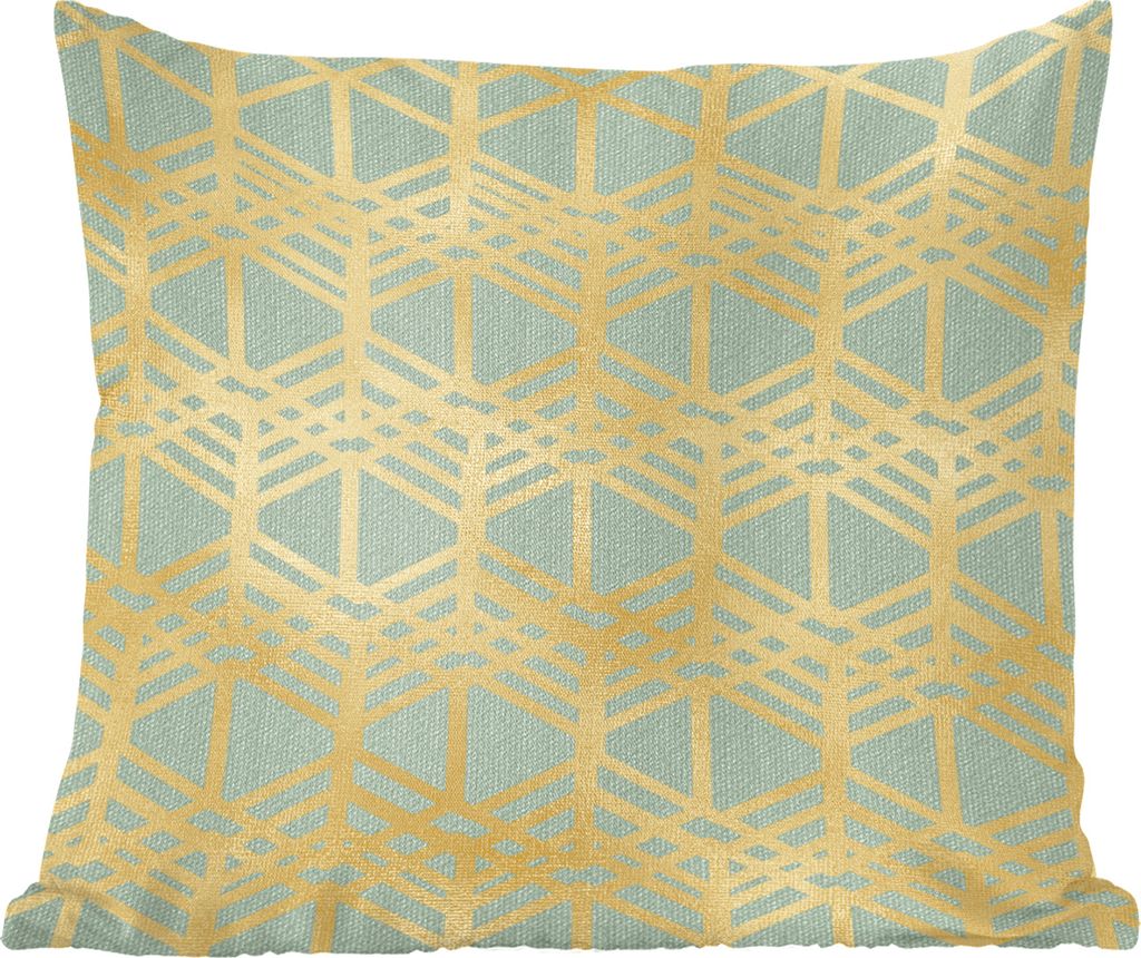 MuchoWow Zierkissen Sofakissen Wohnzimmer Dekokissen 40x40 cm Muster - Luxus - Gold - Grün - Foto Kissen - Schlafzimmer Dekoration