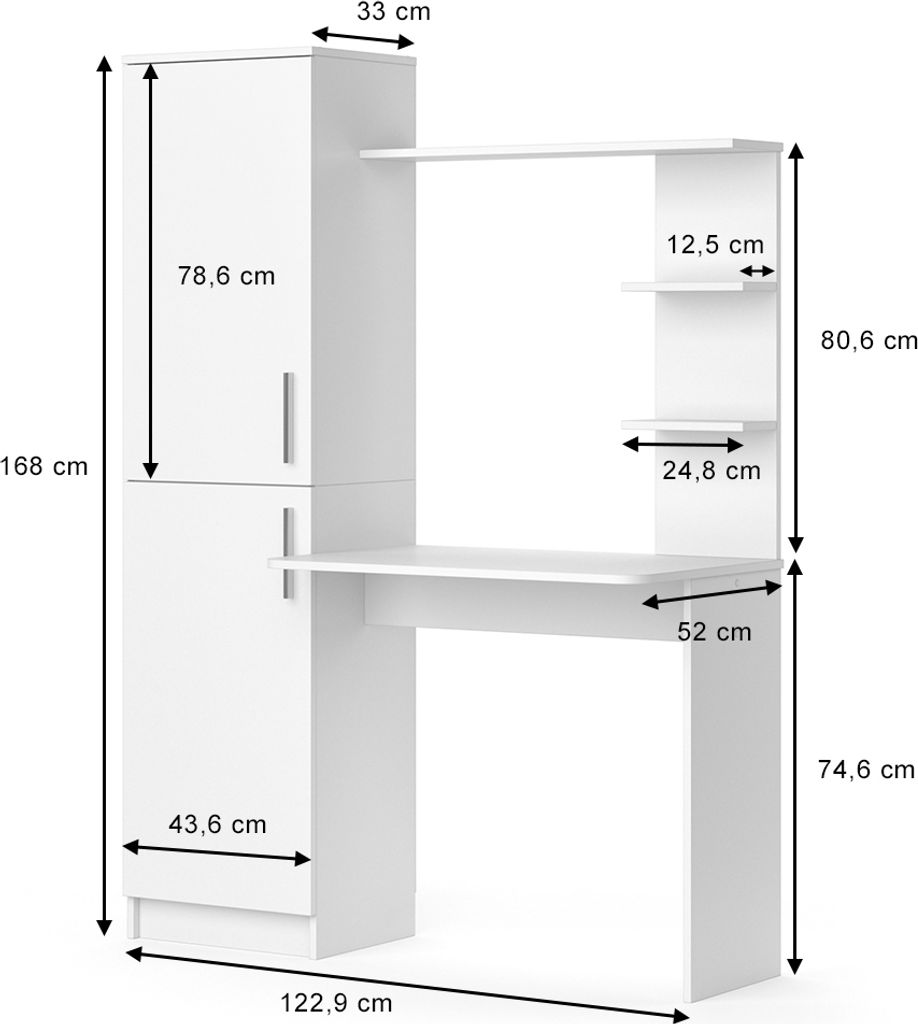 Vicco Biurko Tessa, 123 x 52 cm, Biały Zdjęcie produktu 3