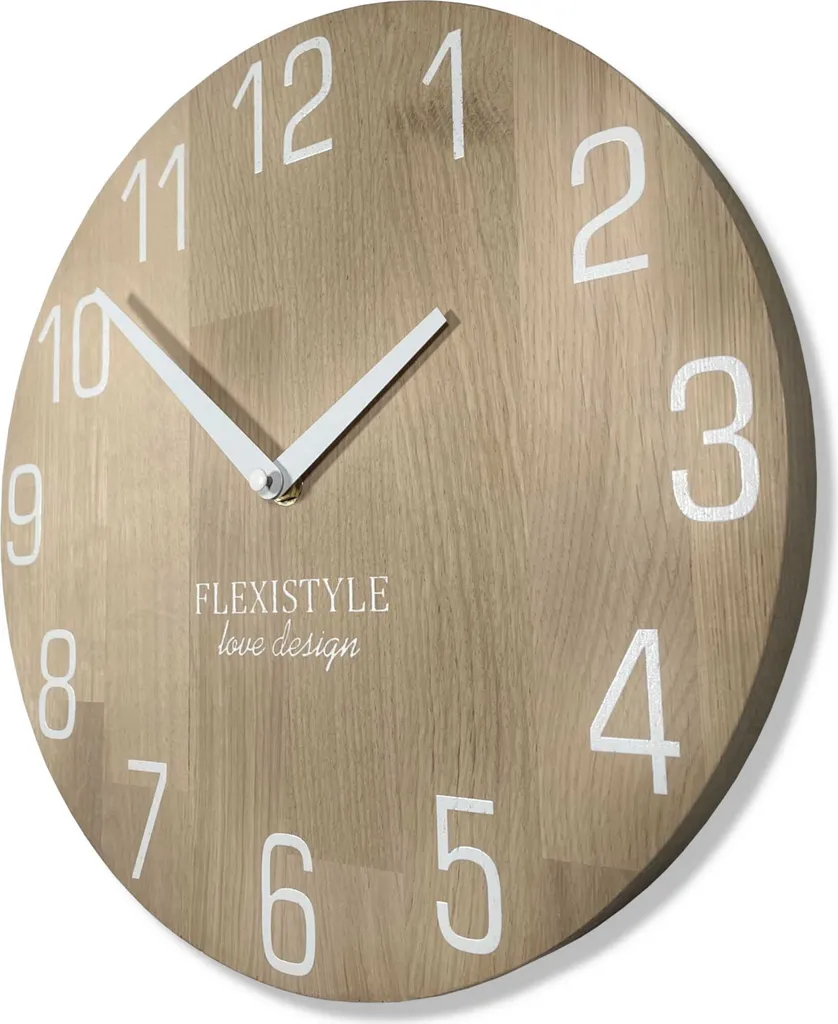 Grande horloge murale scandinave bois 30 cm pour décoration de salon