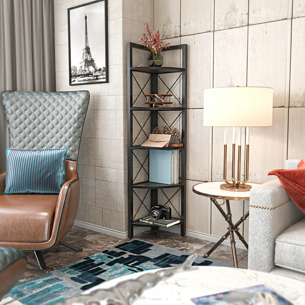 Étagère d'angle Decorotika Remo Bendir Noir - Rangement Mural Design