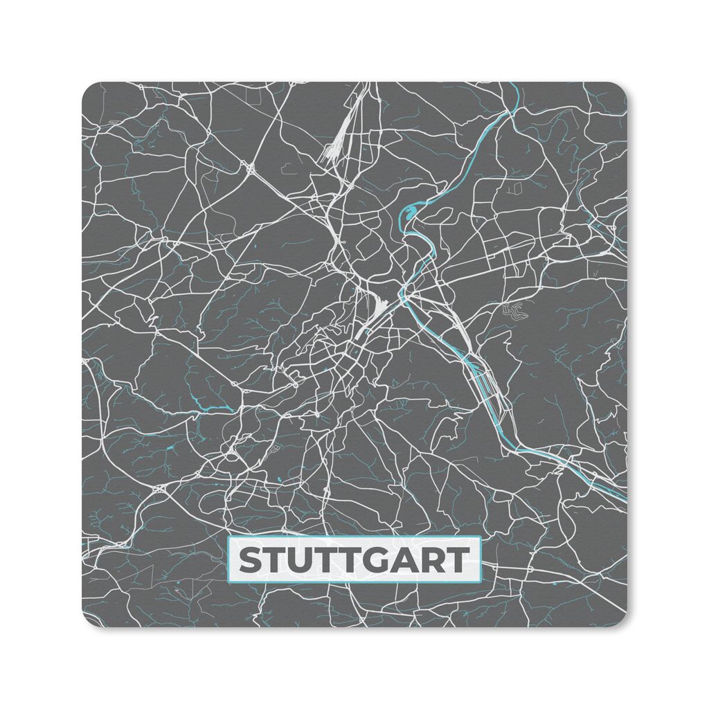 MuchoWow Mauspad Mousepad Blau - Deutschland - Karte - Stadtplan - Stuttgart 20x20 cm - Mousepads - Maus Mat - Pad - Mausunterlage - Desk Mat - B...