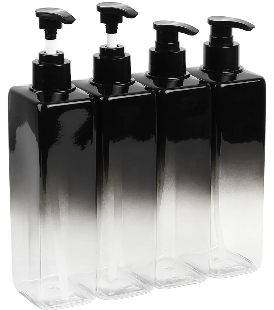 Flacons vides à pompe rechargeables 500 ml - Set de 4 avec étiquettes