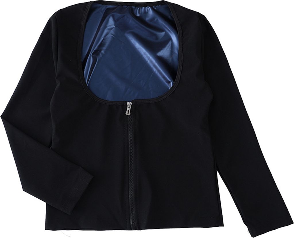 Damen Saunaanzug mit Reißverschluss, langärmelig, Gewichtsverlust, Abnehmen, Body Shaper, Trainingsjacke, Schweiß-Shapewear