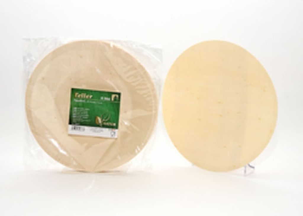 Natürliche Pappelholz Teller 10er Set – Runde Holzteller 215mm für vielfältige Anlässe – Holzfarbe