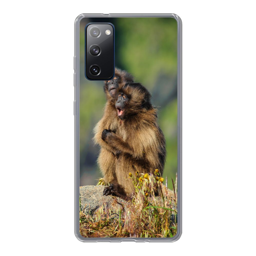 MuchoWow Handyhülle Schutzhülle Hülle für Samsung Galaxy S20 FE Affen - Pflanzen - Steine - Familie Silikon Softcase Handy Hülle - Abdeckung