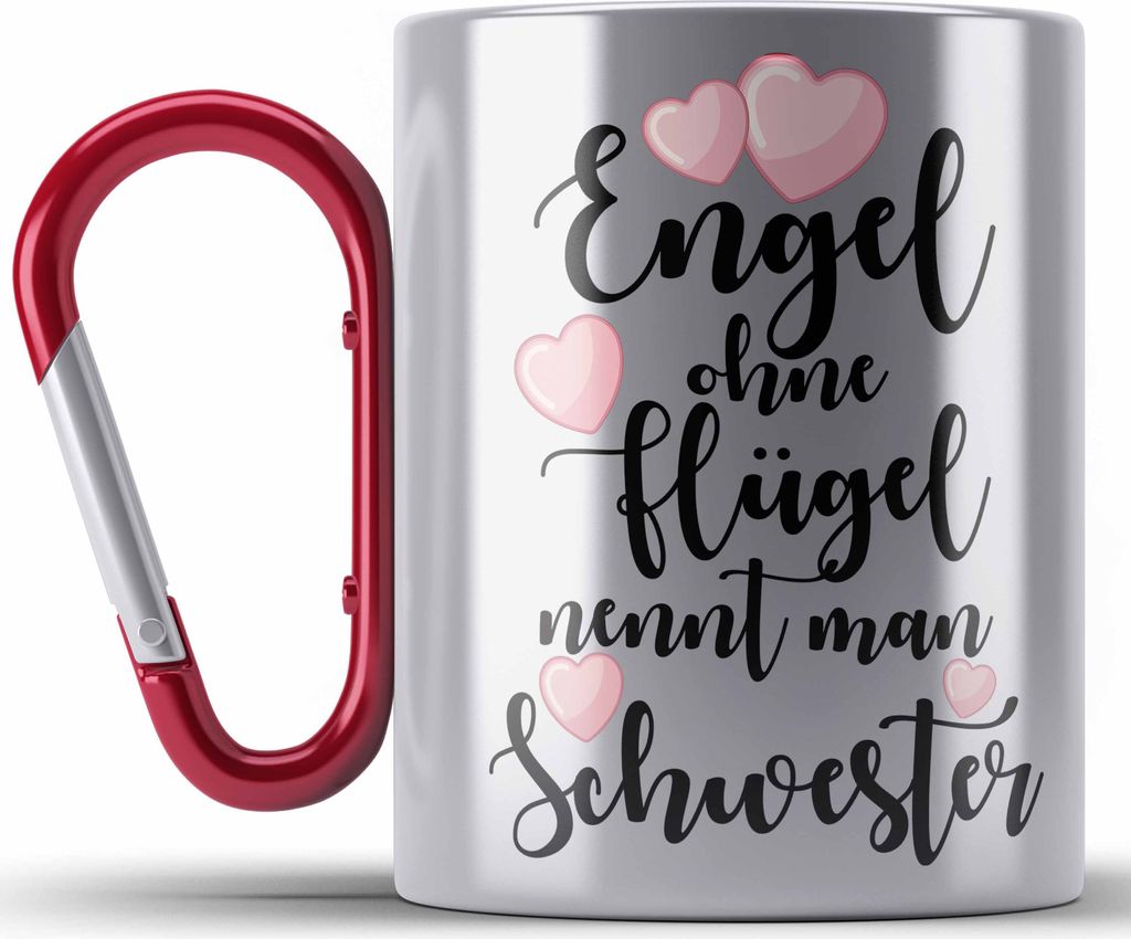 Trendation - Beste Schwester Geschenk Edelstahl Tasse Karabiner Karabiner Edelstahl Tasse Karabiner Edelstahl Geburtstag Weihnachten Geschenkideen ...