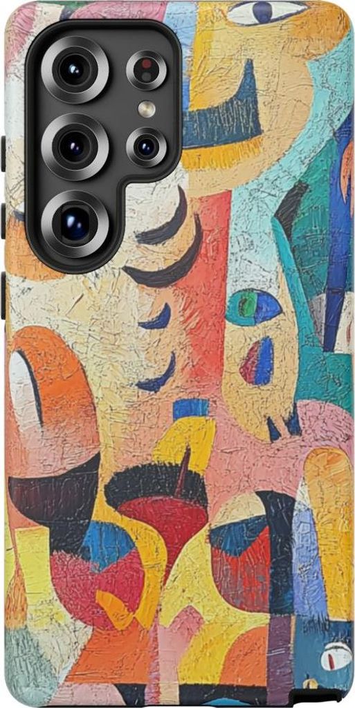 Bunte abstrakte Gesichter und Formen – Hülle Kompatibel mit Galaxy S25 Ultra