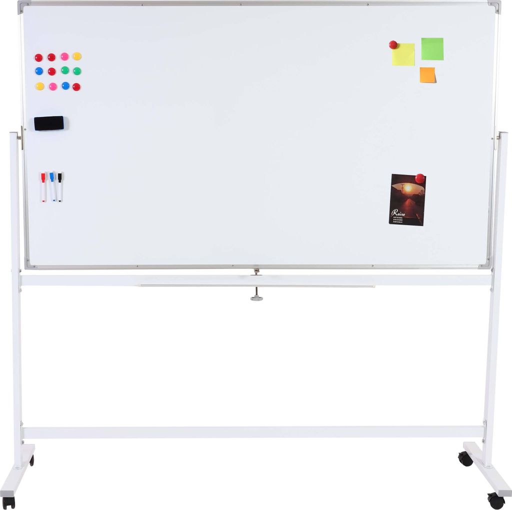 Whiteboard HWC-C85, Magnettafel Memoboard Pinnwand, mobil rollbar inkl. Zubehör 180x100cm