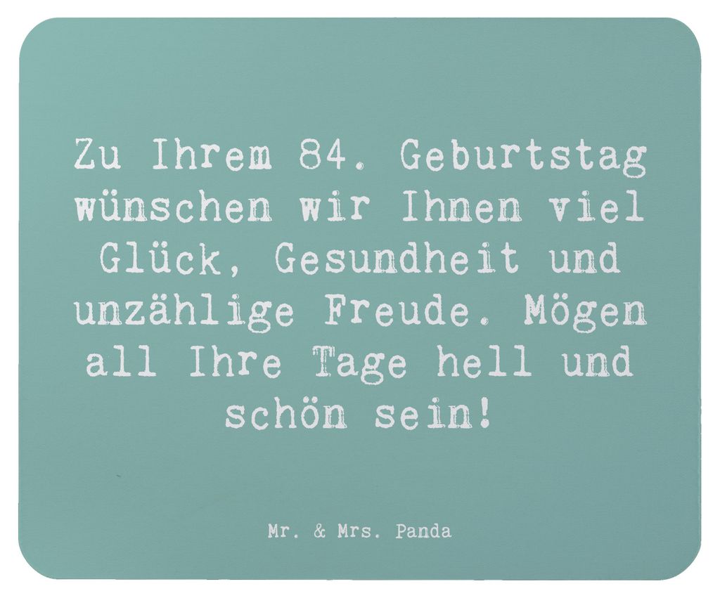 Mr. & Mrs. Panda Mousepad Spruch 84. Geburtstag Glückwünsche - Meeresbrise - Geschenk, Geburtstagsgeschenk, Lebensfreude, herzliche, Mouse Pad, p...