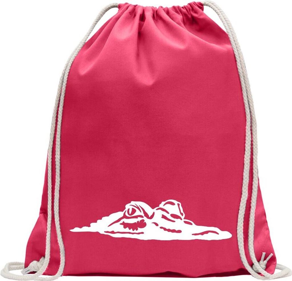 Kiwistar - Turnbeutel - pink - Krokodil Nr. 2 Alligatoren Kaimane - Fun Rucksack Sport Beutel Gymsack Baumwolle mit Ziehgurt