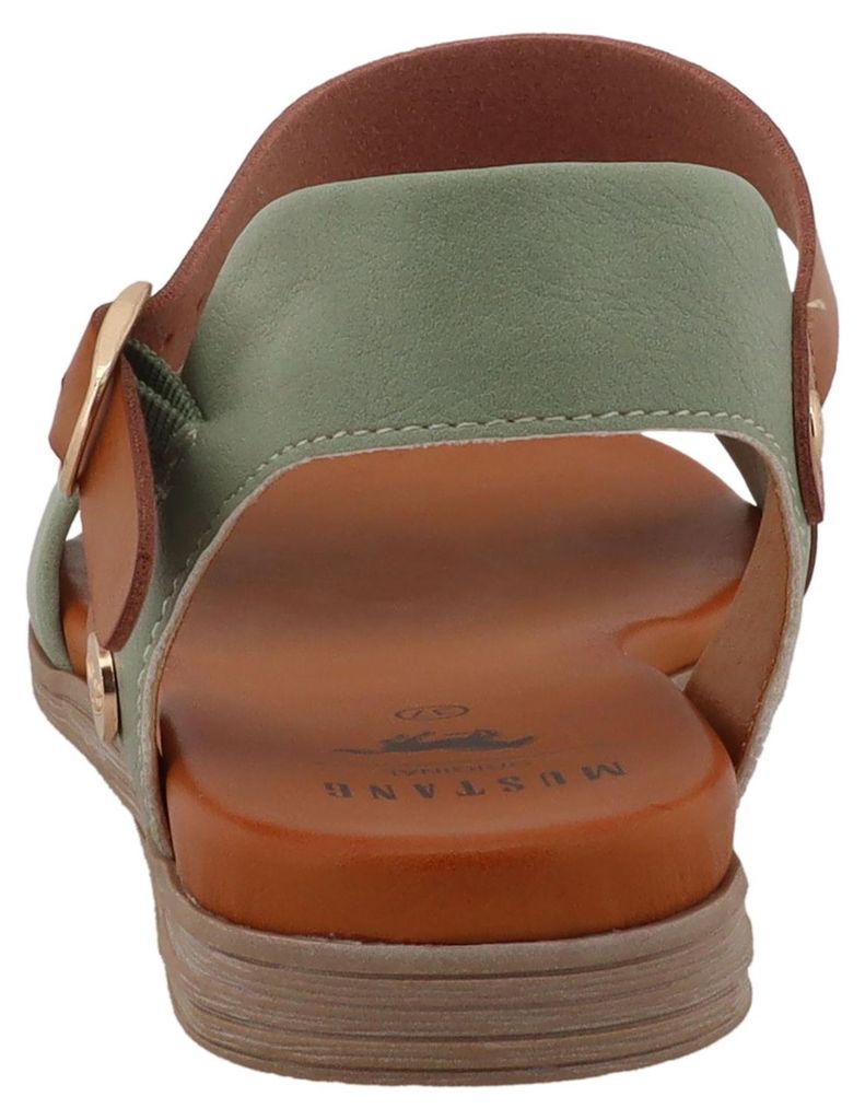 Mustang Damen Sandale Knöchelriemen flach Schnalle 26M0812002, Größe:42 EU, Farbe:Grün