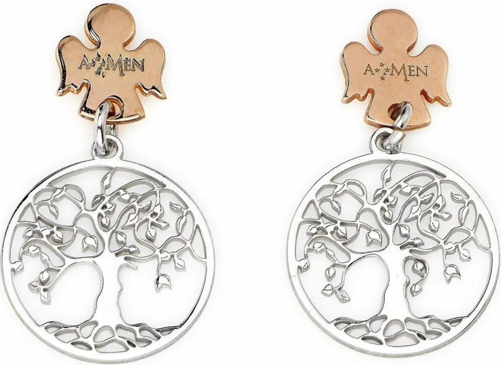 Charming silver bicolor earrings Tree of Life ORALABR