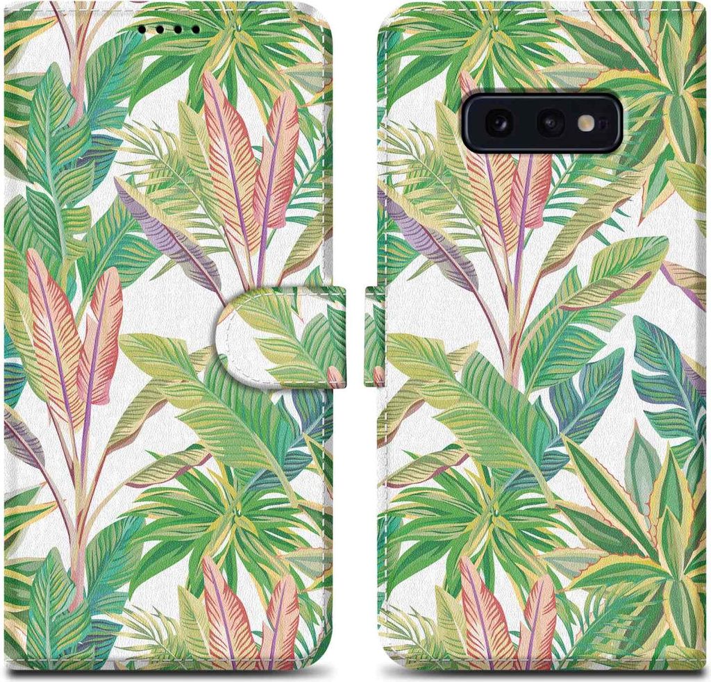 Cadorabo Schutzhülle für Samsung Galaxy S10e Hülle Design Grüner Regenwald No.8 Handyhülle Schutzhülle Etui Magnetisch