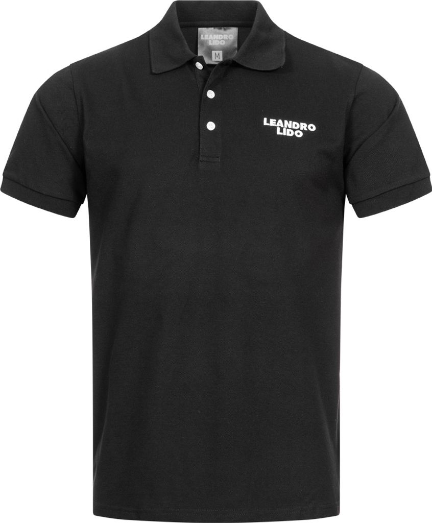 LEANDRO LIDO "Sorrent" Polo-Shirt | Piqué-Gewebe & atmungsaktiv | Mit gesticktem Logo | Gerader Schnitt & elastischer Bund | schwarz | Gr. M | LL-74