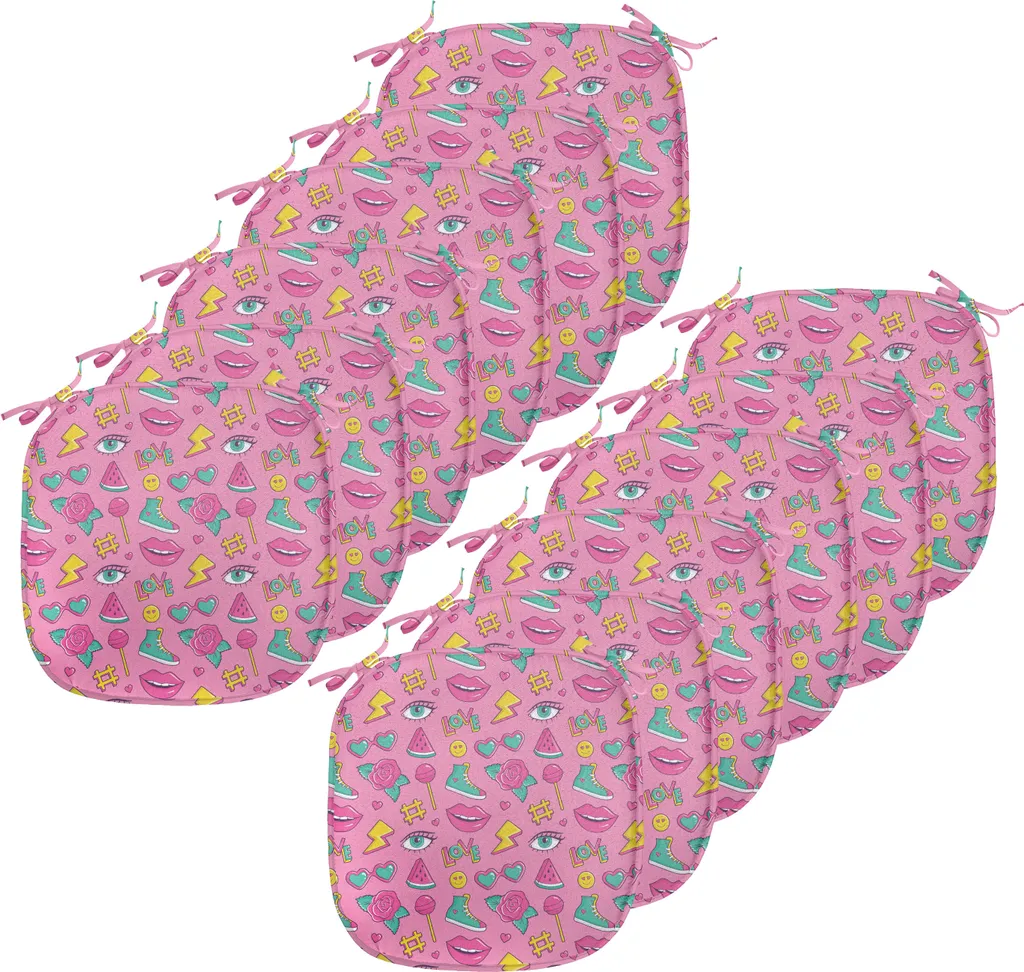 ABAKUHAUS Lot de 12 Coussins de Chaise Emoji Rétro Rose 40x40 cm