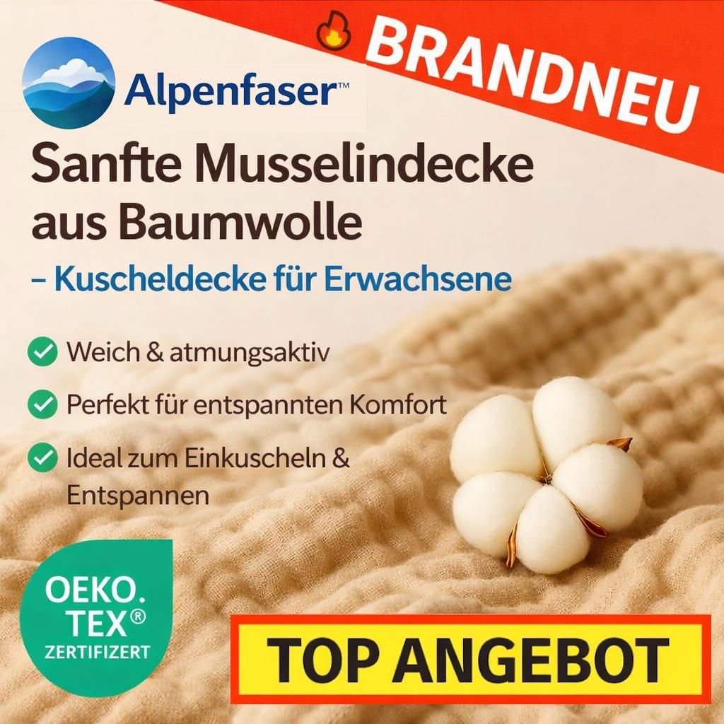 Alpenfaser™ Sanfte Musselindecke Kuscheldecke Erwachsene & Produktbild 
