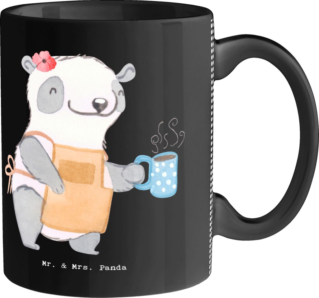 Mr. & Mrs. Panda Tasse Barista Herz - Schwarz - Geschenk, Becher, Kaffeebecher, Kaffee, Teetasse, Ausbildung, Herbst, Coffeeaddict, Henkeltasse, Gu...