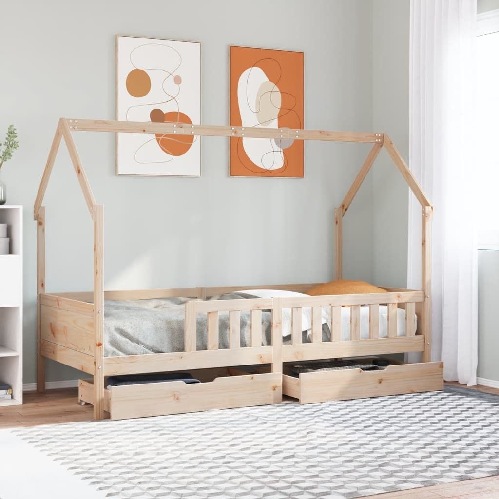 Maison Exclusive - Kinderbett mit Schubladen 90x200 cm Massivholz Kiefer