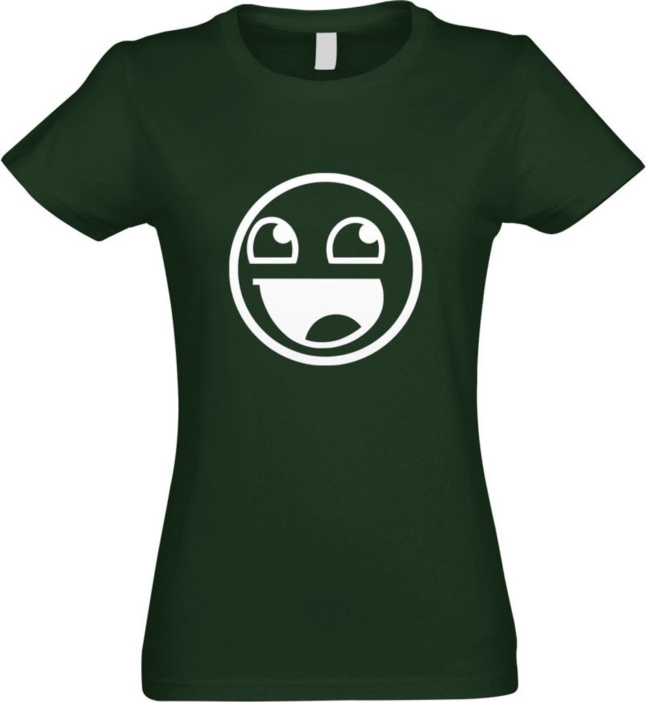 Kiwistar - T-Shirt tailliert - Damen - flaschengrün - JDM Smile FACE - mit Motiv Bedruckt - Funshirt Design - Sport - Freizeit - Damen - XL