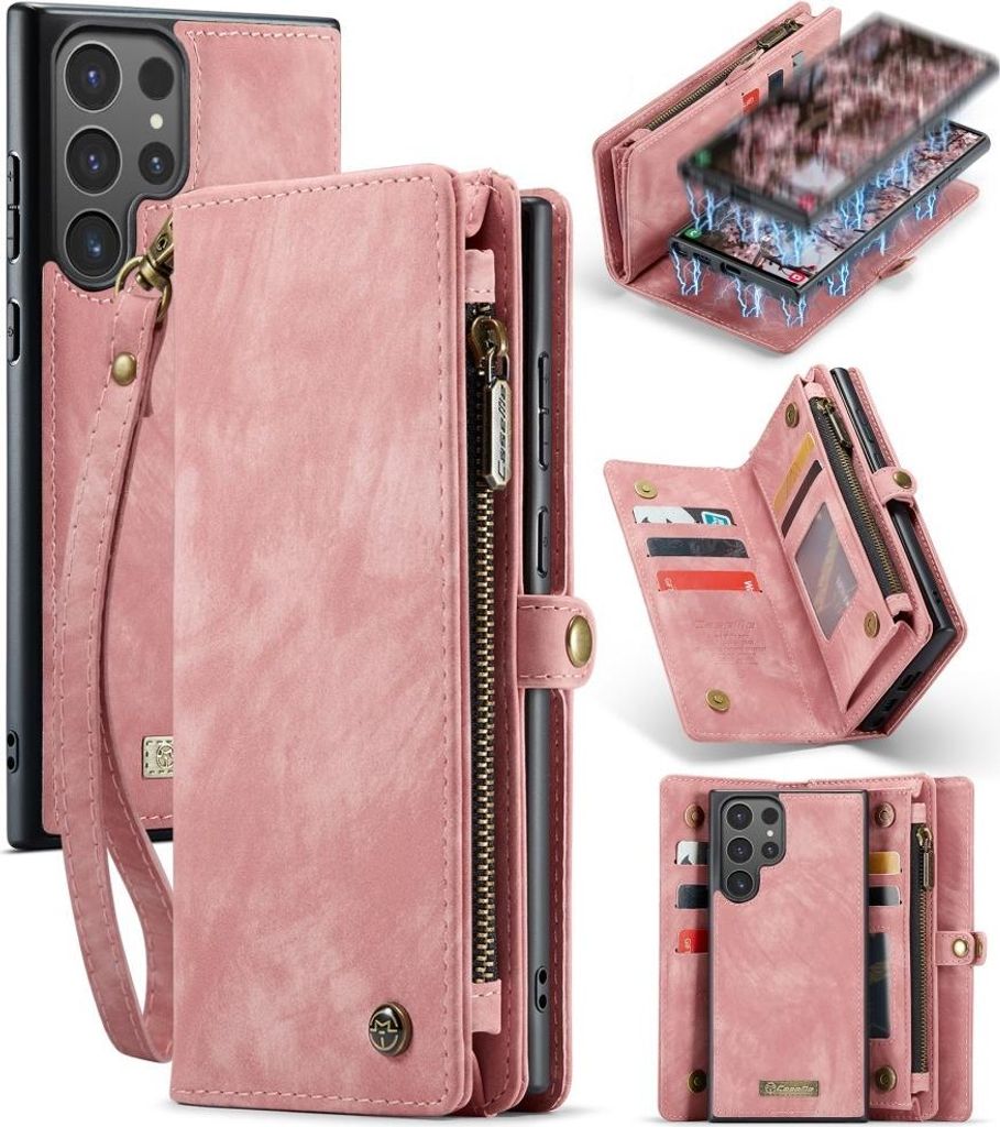 Samsung Galaxy S24 Ultra Hülle - CaseMe 008 2-in-1 Klapphülle & Back Cover mit Brieftasche - Pink