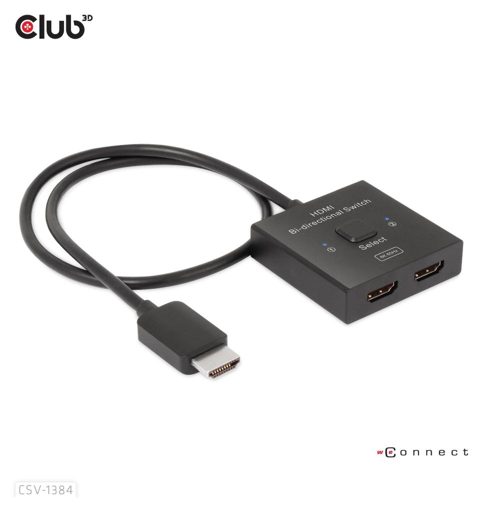 Club3D HDMI Switch 2-in-1 bidirektional 8K60Hz/4K120Hz UHD retail