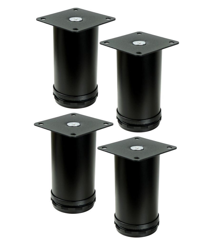 Verstellbare Stahlmöbelfüße 10 cm mit Montageplatte, Produktbild 