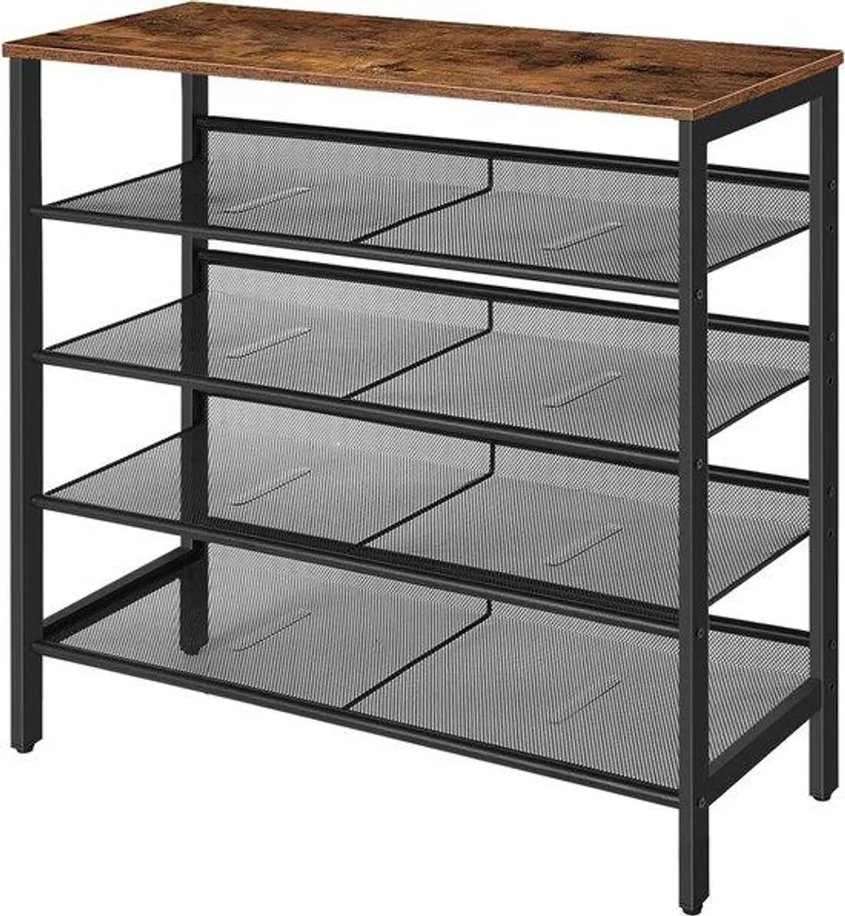 Organiseur de chaussures pour petit espace, 5 niveaux réglables, Brun Noir