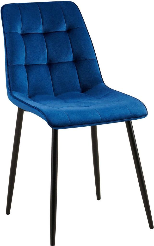 Esszimmerstuhl – Samtpolsterung – Hoher Sitzkomfort, pflegeleicht – Freundlich – Samtdesign | Farbe: Dunkelblau | Material: Weich