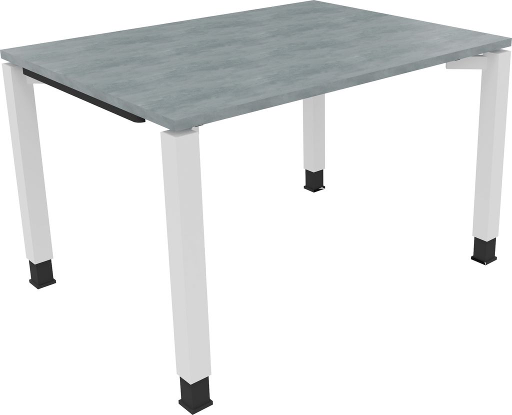 Schreibtisch Vierfuß Quadratrohr B1200xT900xH680-820 ws/Beton hell