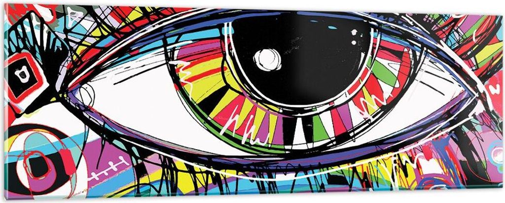 Bilder auf glas - Digital abstraktion farben - 90x30cm - Glasbilder - Wandbilder - Kunstdruck - zum Aufhängen bereit - Wanddekoration aus Glas - G...