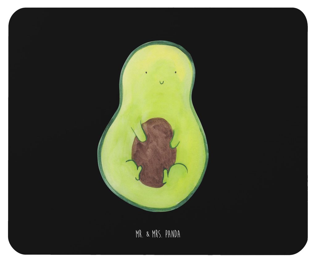 Mr. & Mrs. Panda Mauspad Avocado Kern - Schwarz - Geschenk, Lächeln, Pflanze, laptop mousepad, glücklich, Spruch Leben, mousematte, Mouse Pad, gummi