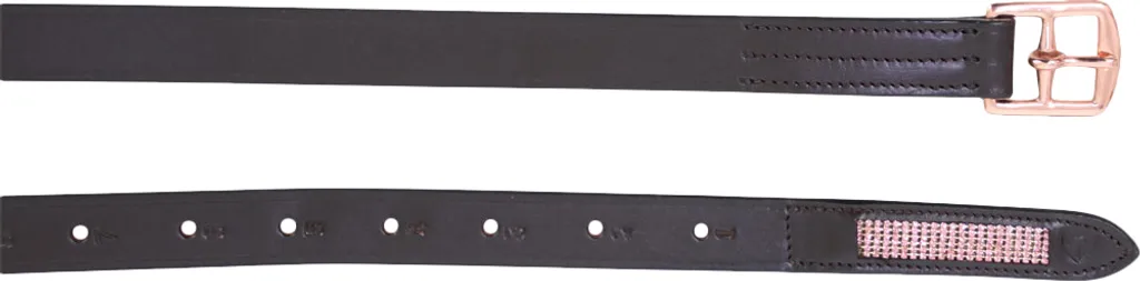 Étrivières en Cuir Marron et Or Rose 121cm Modèle Rosciano BZ4550