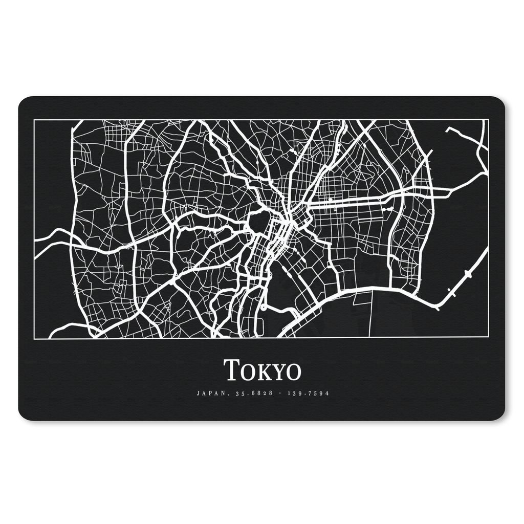 MuchoWow Schreibtischunterlage Karte - Tokio - Stadtplan - Karte 60x40 cm - XXL Mauspad - Großes Mauspad