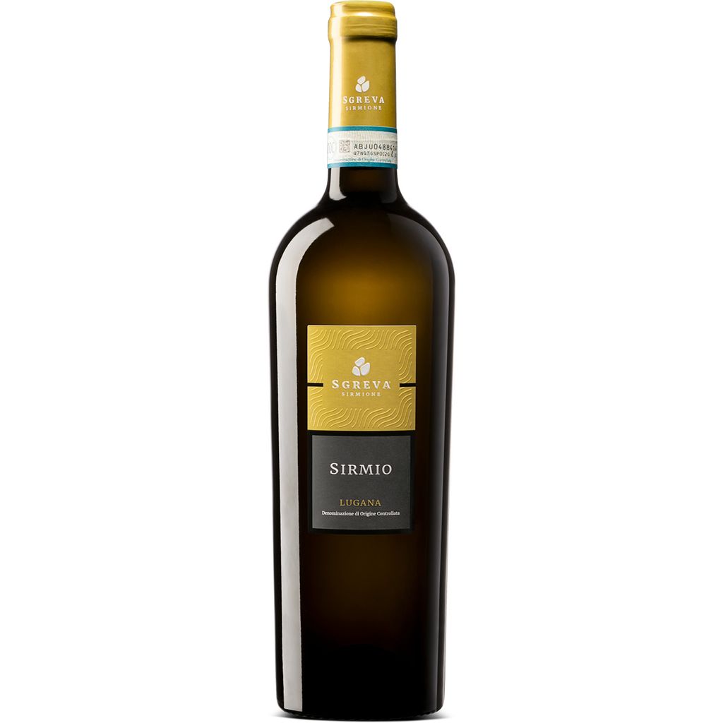 A bottle of white wine on a white background.